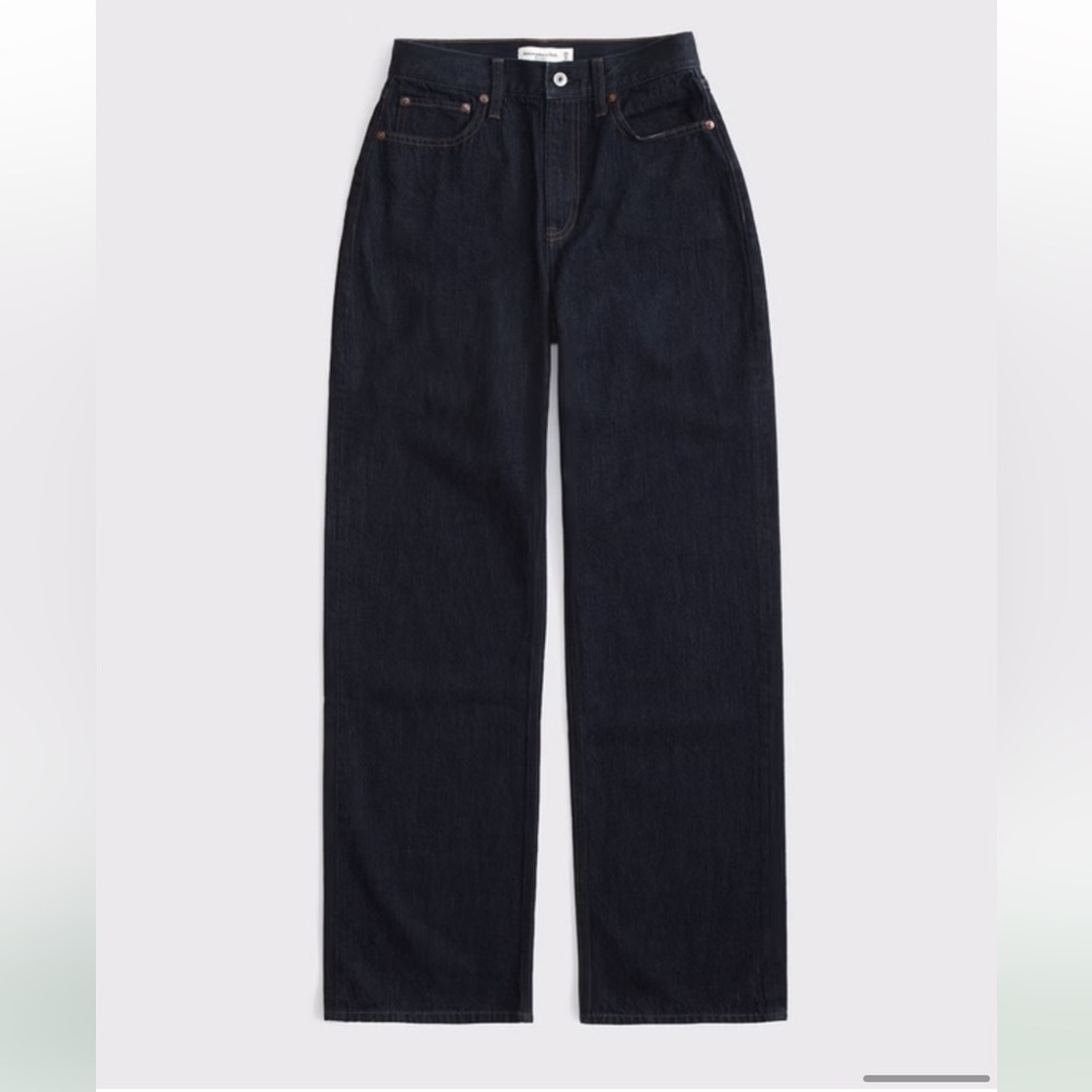 NWT Abercrombie Curve Love High Rise Loose Jeans Size 36 Short Dark Rinse